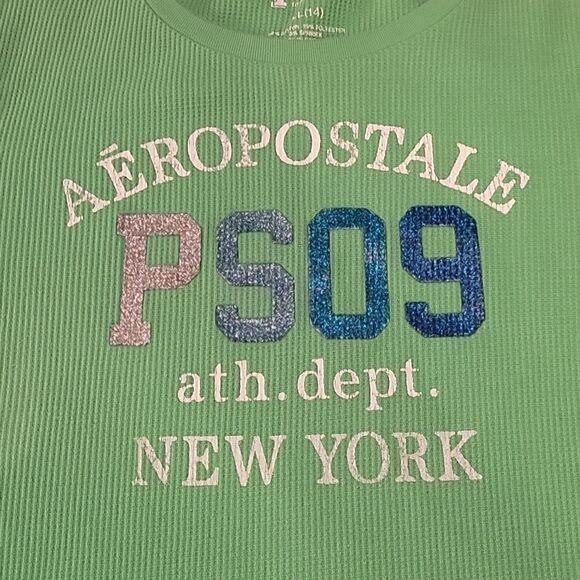 𝅺bundle of 2 Aeropstale Tops. Green Thermal. Red Collared Pullover. XL, XXL - Picture 3 of 12